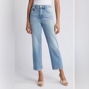 Good American Good Boy, high waist Light Blue Cropped Straight-Leg Jeans
